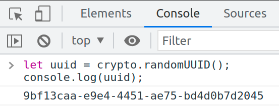 Example of UUID in JavaScript