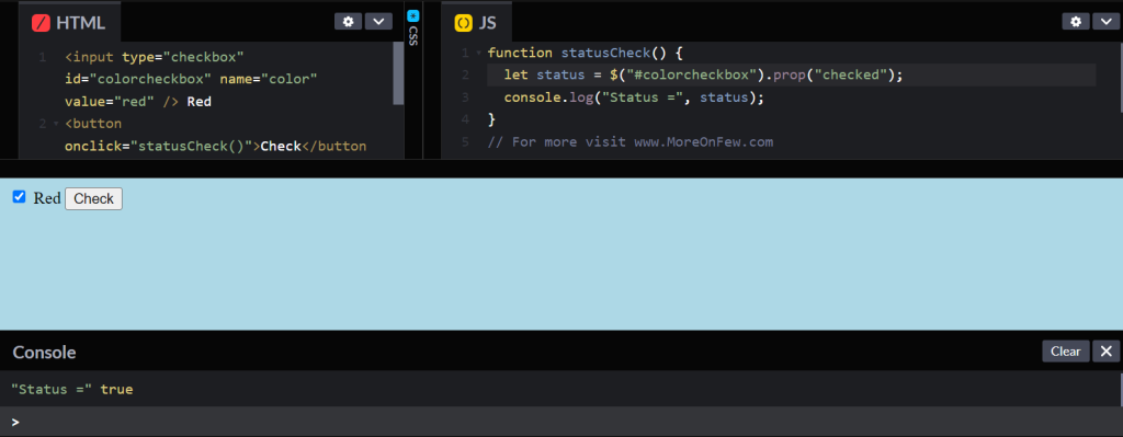 How to check if checkbox is checked in jQuery using .prop()
